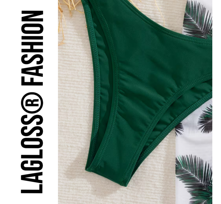 LaGloss® 3-Delige Bikini Set Groen met Wikkelrok – Strand/Beach Swimsuit - Zomer Badmode -Maat M