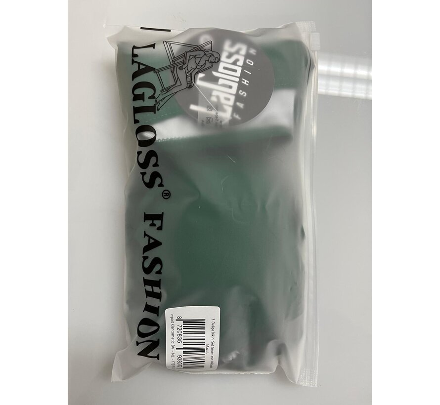 LaGloss® 3-Delige Bikini Set Groen met Wikkelrok – Strand/Beach Swimsuit - Zomer Badmode -Maat L