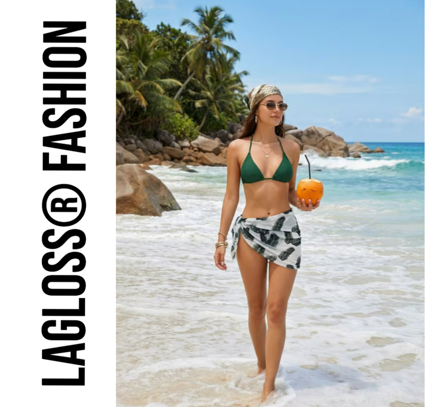 LaGloss® 3-Delige Bikini Set Groen met Wikkelrok – Strand/Beach Swimsuit - Zomer Badmode -Maat XL