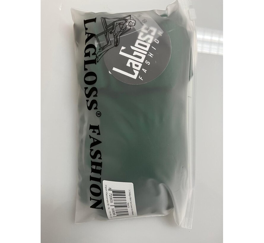 LaGloss® 3-Delige Bikini Set Groen met Wikkelrok – Strand/Beach Swimsuit - Zomer Badmode -Maat XL