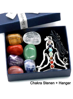 LaGloss SET 7st Chakra Stenen en Ketting met Chakra Hanger + Ketting in Geschenkverpakking