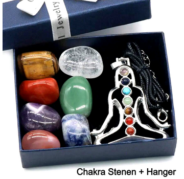 LaGloss SET 7st Chakra Stenen en Ketting met Chakra Hanger + Ketting in Geschenkverpakking