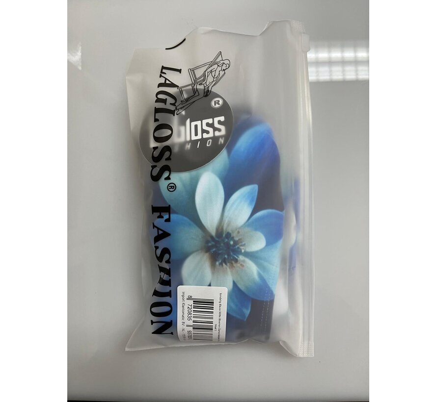 LaGloss® Eendelig Blauw-Witte Bloemen Dames Badpak met Open Rug - Sexy Zwempak – Badkleding – Strandmode – Beach Fashion – Maat S