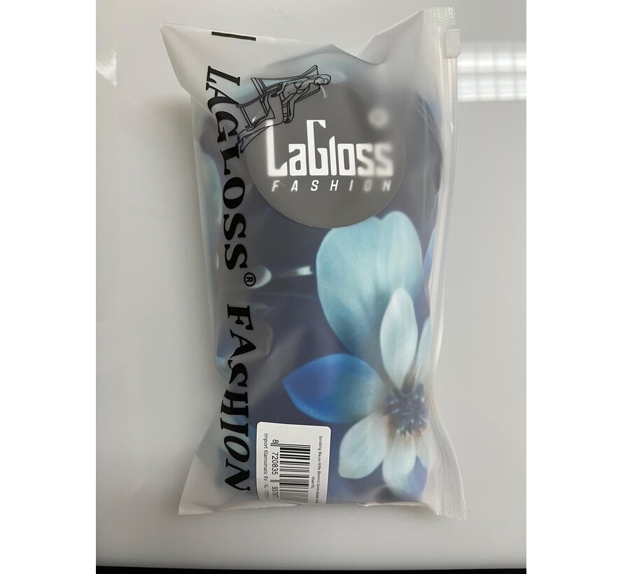 LaGloss® Eendelig Blauw-Witte Bloemen Dames Badpak met Open Rug - Sexy Zwempak – Badkleding – Strandmode – Beach Fashion – Maat XXL