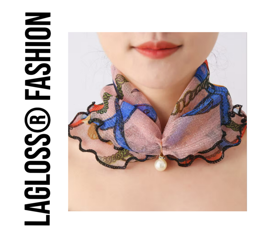 LaGloss® Dames Ketting Sjaaltje met Parel Mesh Sjaal - Elegant – Accessoire – Nek sjaal