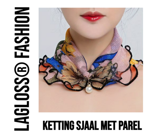 LaGloss LaGloss® Dames Ketting Sjaaltje met Parel Mesh Sjaal - Elegant – Accessoire – Nek sjaal