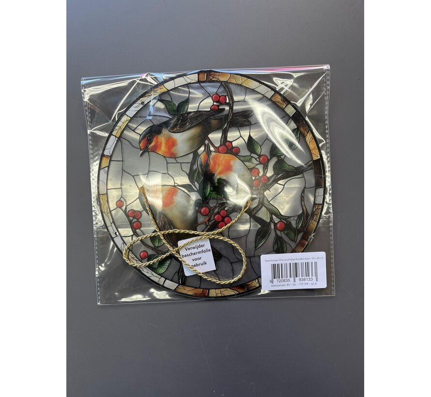 Allernieuwste.nl® Raamhanger Drie Levendige Roodborstjes – Perfect Cadeau - 20 x 20 cm