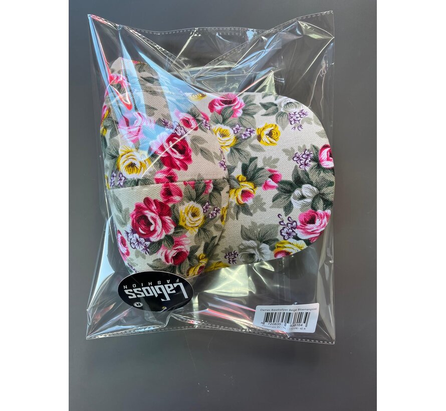 LaGloss® Dames Baseballpet Beige Bloemenprint Pet Licht Ademend Zonnepet – Zomer – Zonvakantie – Casual – One size