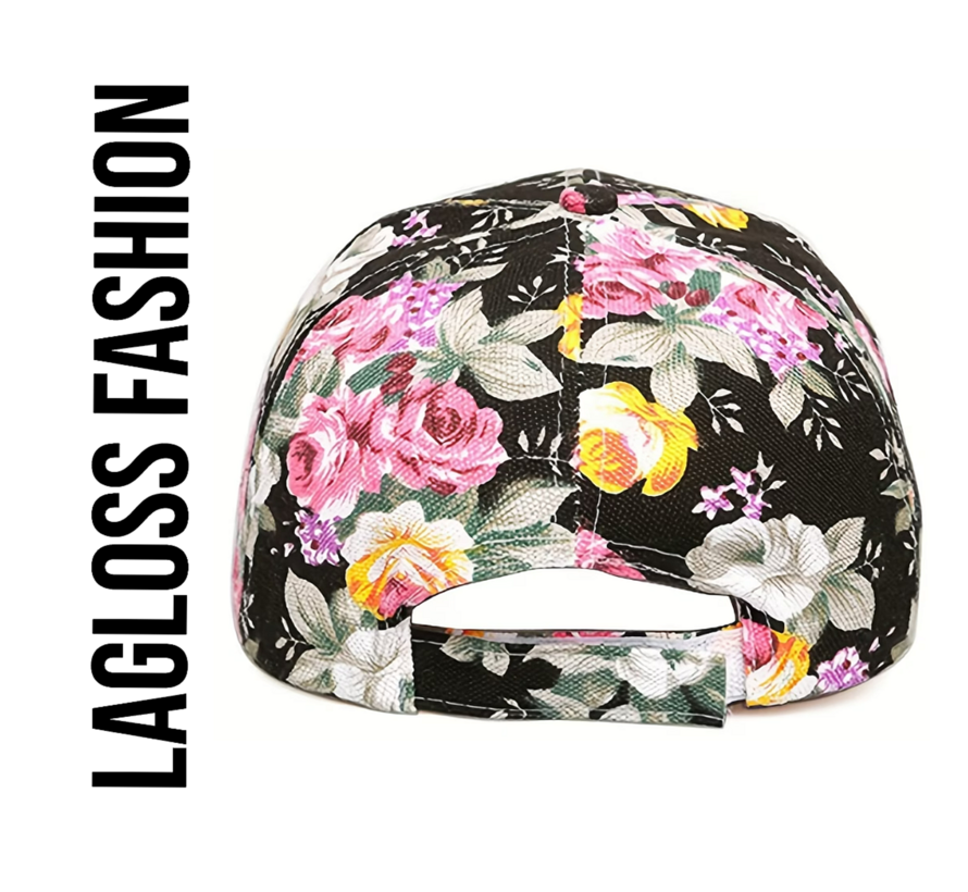 LaGloss® Dames Baseballpet Beige Bloemenprint Pet Licht Ademend Zonnepet – Zomer – Zonvakantie – Casual – One size