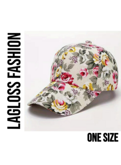 LaGloss Dames Baseballpet Beige Bloemenprint