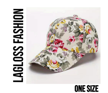 LaGloss Dames Baseballpet Beige Bloemenprint