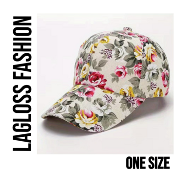 LaGloss Dames Baseballpet Beige Bloemenprint