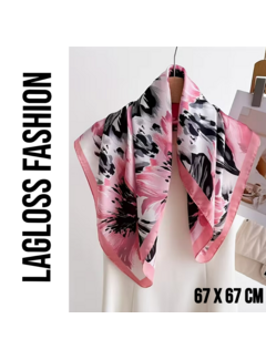 LaGloss Roze Vierkante Dames Sjaal met Bloemenprint – 67 x 67 cm**
