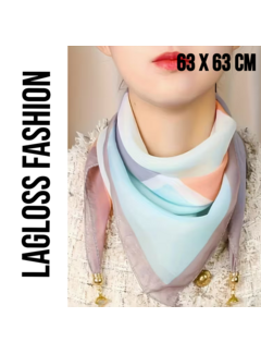 LaGloss Elegante Vierkante Dames Sjaal Transparant Blauw Oranje – 63 x 63 cm **