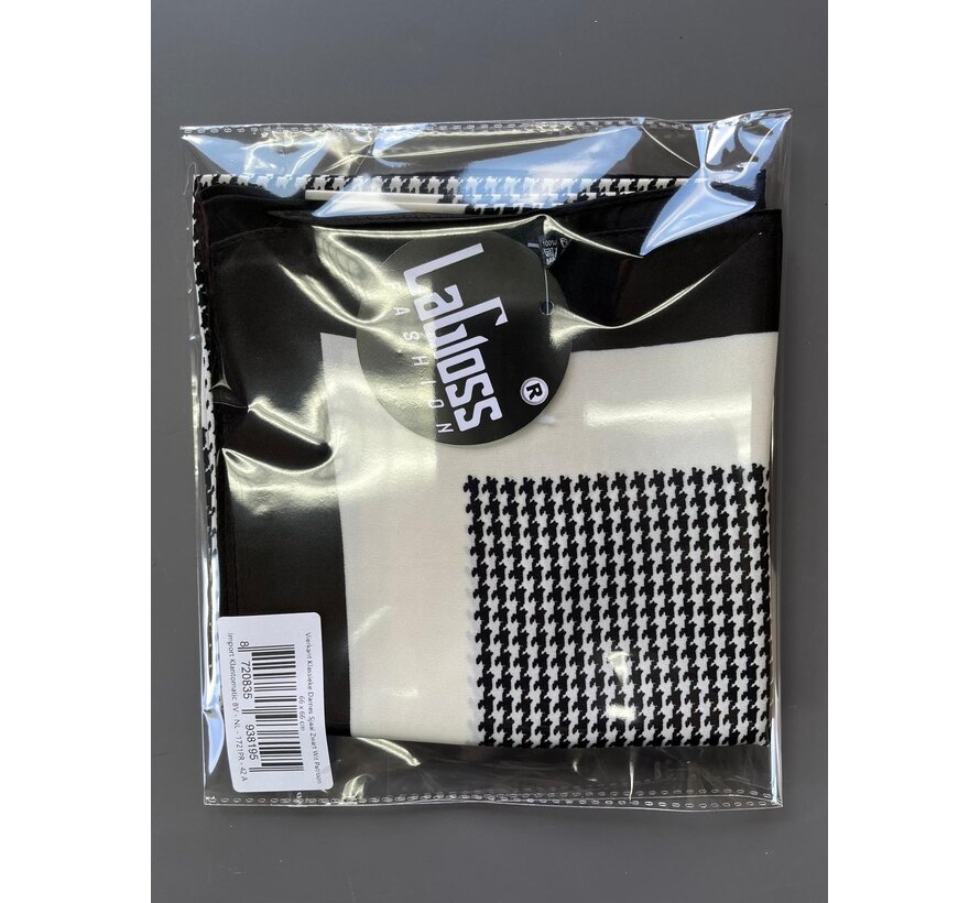 LaGloss® Vierkant Klassieke Dames Sjaal Zwart Wit Patroon – Omslagdoek – Hoofddoek – Neksjaal – 66 x 66 cm