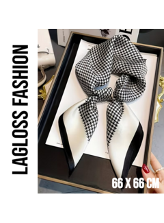 LaGloss Vierkant Klassieke Dames Sjaal Zwart Wit Patroon – 66 x 66 cm**