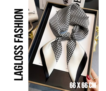 LaGloss Vierkant Klassieke Dames Sjaal Zwart Wit Patroon – 66 x 66 cm**