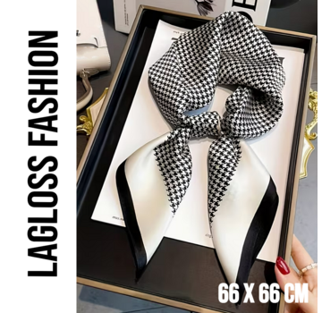 LaGloss Vierkant Klassieke Dames Sjaal Zwart Wit Patroon – 66 x 66 cm**