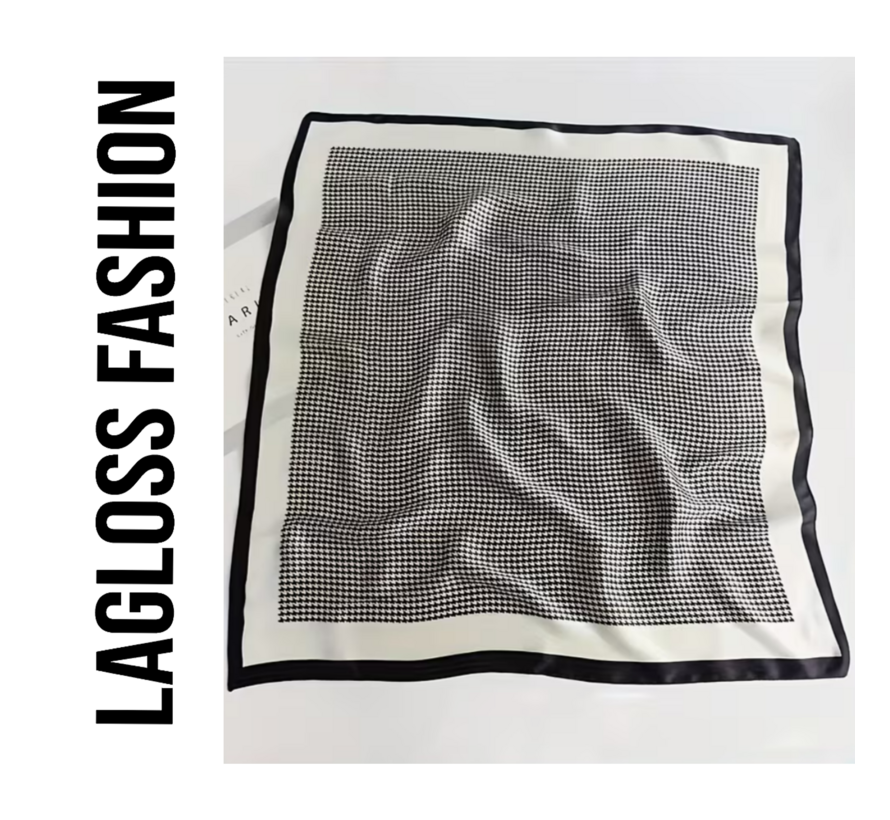 LaGloss® Vierkant Klassieke Dames Sjaal Zwart Wit Patroon – Omslagdoek – Hoofddoek – Neksjaal – 66 x 66 cm