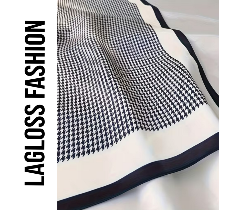 LaGloss® Vierkant Klassieke Dames Sjaal Zwart Wit Patroon – Omslagdoek – Hoofddoek – Neksjaal – 66 x 66 cm