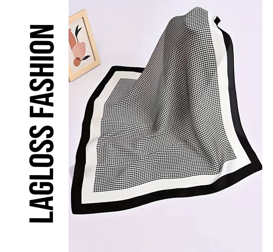 LaGloss® Vierkant Klassieke Dames Sjaal Zwart Wit Patroon – Omslagdoek – Hoofddoek – Neksjaal – 66 x 66 cm