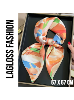 LaGloss Vierkante Dames Sjaal Oranje Bloemenprint – 67 x 67 cm**