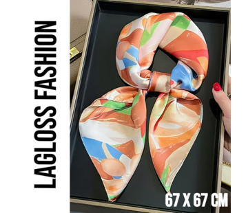 LaGloss Vierkante Dames Sjaal Oranje Bloemenprint – 67 x 67 cm**