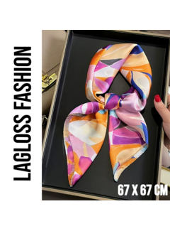 LaGloss Vierkante Dames Sjaal Paarse Bloemenprint – 67 x 67 cm**