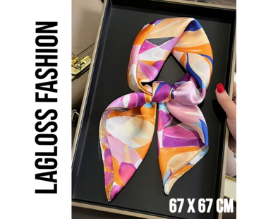 LaGloss Vierkante Dames Sjaal Paarse Bloemenprint – 67 x 67 cm**