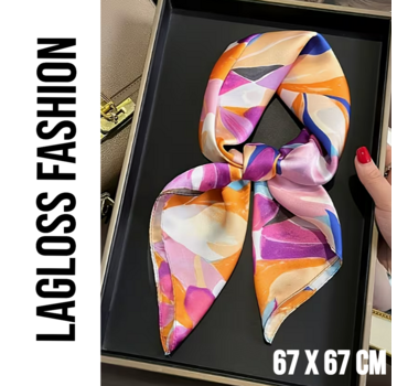 LaGloss Vierkante Dames Sjaal Paarse Bloemenprint – 67 x 67 cm**