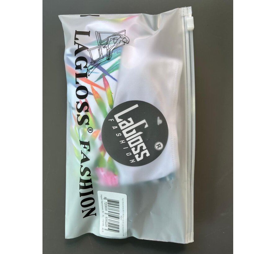 LaGloss® High Waist Dames Bikini Broekje met All-over Bloemenprint Wit - Hoog Elastisch – Zomermode – Beach fashion – Maat S