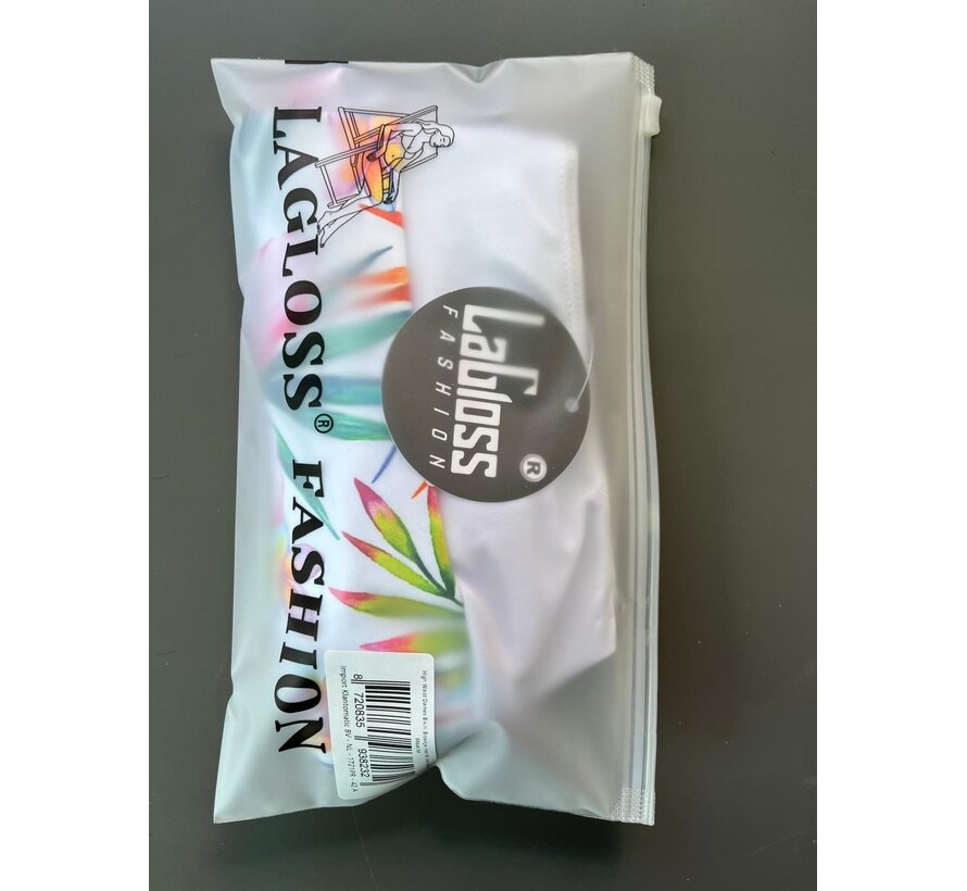 LaGloss® High Waist Dames Bikini Broekje met All-over Bloemenprint Wit - Hoog Elastisch – Zomermode – Beach fashion – Maat M