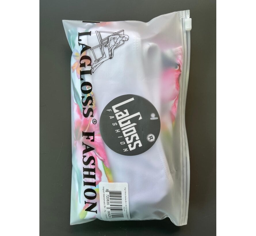 LaGloss® High Waist Dames Bikini Broekje met All-over Bloemenprint Wit - Hoog Elastisch – Zomermode – Beach fashion – Maat XL