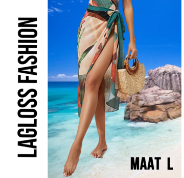 LaGloss Dames Wikkelrok Tropische Print Strand Rok – Maat L