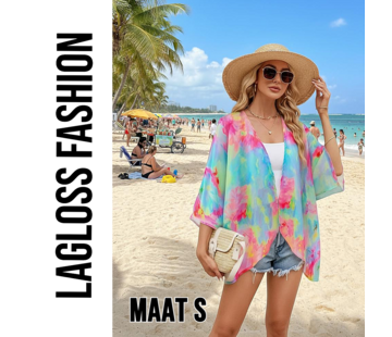 LaGloss Dames Vest met Tie Dye Ombré Print en Vleermuismouwen - Maat S