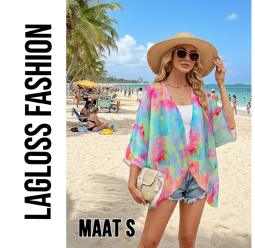 LaGloss Dames Vest met Tie Dye Ombré Print en Vleermuismouwen - Maat S