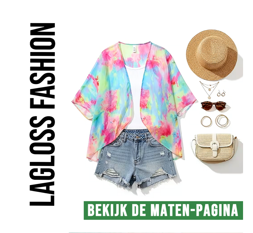 LaGloss® Dames Vest met Tie Dye Ombré Print en Vleermuismouwen - Casual Kimono – Zomer/Lente/Herfst - Maat S