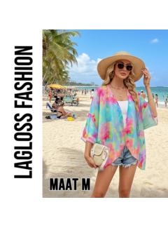 LaGloss Dames Vest met Tie Dye Ombré Print en Vleermuismouwen - Maat M