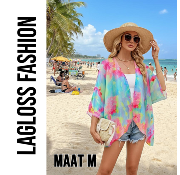 LaGloss Dames Vest met Tie Dye Ombré Print en Vleermuismouwen - Maat M