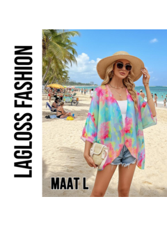 LaGloss Dames Vest met Tie Dye Ombré Print en Vleermuismouwen - Maat L