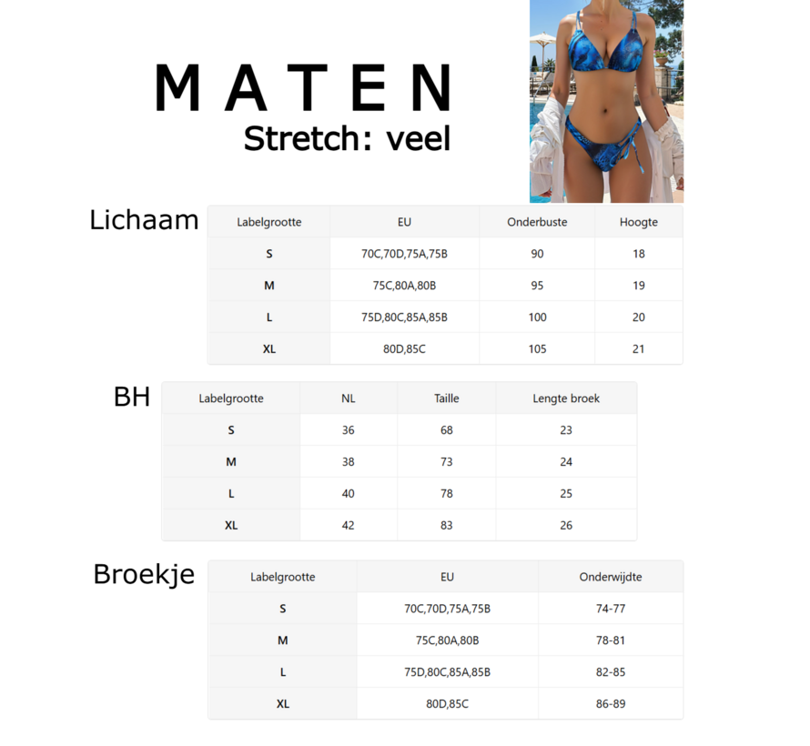 LaGloss® 2-Delig Dames Bikini Blauw Met Accenten – Elastisch – Strandmode – Beach Fashion – Maat M