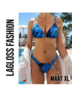 LaGloss 2-Delig Dames Bikini Blauw Met Accenten – Maat XL
