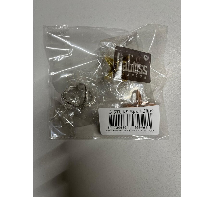 LaGloss® 3 STUKS Sjaal Clips - Sjaalringen - Sjaalbinders - Sjaalclips Fashion voor het verbinden van Sjaals - SET 3 Stuks