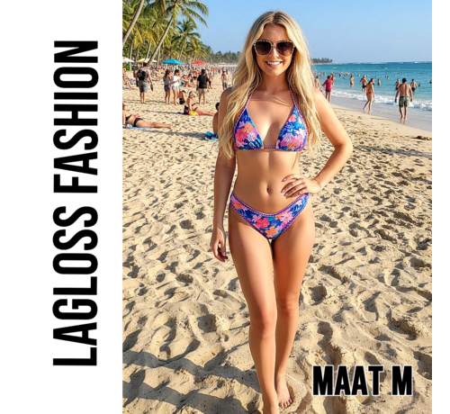LaGloss LaGloss® 2-delig Dames Bikini met Tropische Bloemenprint Blauw Roze – Zomermode – Beach Fashion – Strand – Maat M