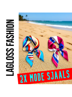 LaGloss 2 Stuks Vierkante Dames Sjaal Set Satijnlook Blauw en Roze – 60 x 60 cm