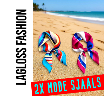 LaGloss 2 Stuks Vierkante Dames Sjaal Set Satijnlook Blauw en Roze – 60 x 60 cm