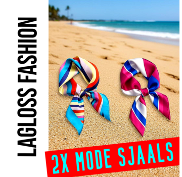 LaGloss 2 Stuks Vierkante Dames Sjaal Set Satijnlook Blauw en Roze – 60 x 60 cm