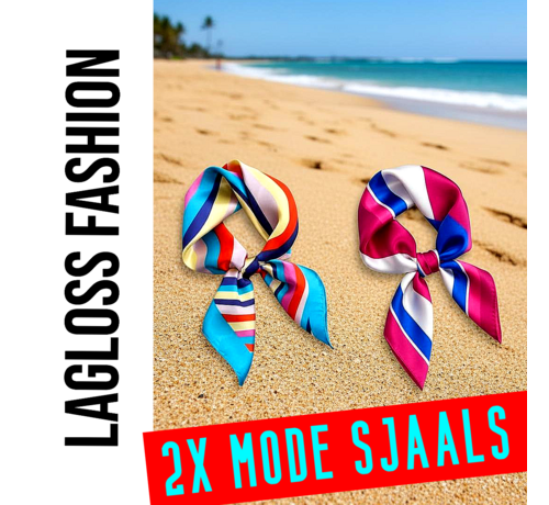 LaGloss LaGloss® 2 Stuks Vierkante Dames Sjaal Set Satijnlook Blauw en Roze – 60 x 60 cm