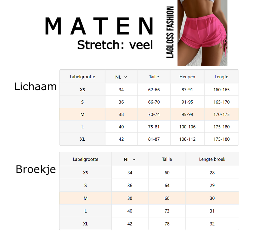 LaGloss® Dames Bikini Cover Up Broekje Roze Halfdoorzichtig Met Koordjes – Zomermode – Beach Fashion – Maat L