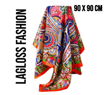 LaGloss Vierkante Dames Sjaal Paisley Print Rood Multicolor – 90 x 90 cm